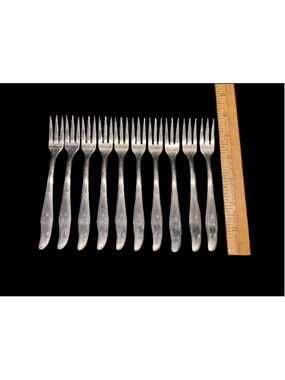 Set of 10 Mar-Crest Stainless Steel Cocktail Forks – USA – MCM Atomic Starburst
